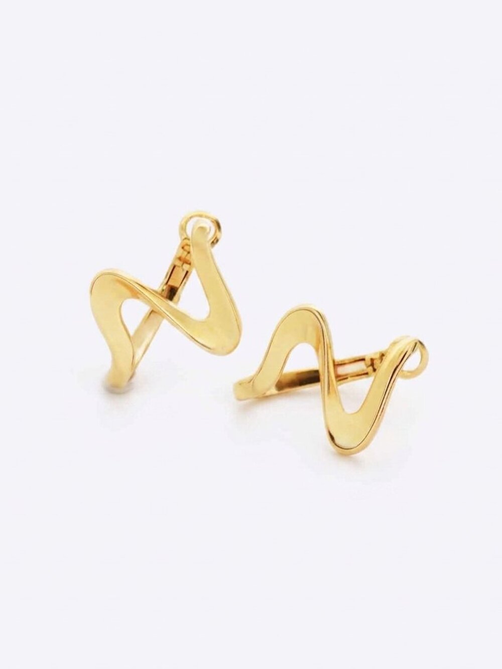 Wavy Ribbon Gold Drop Earrings